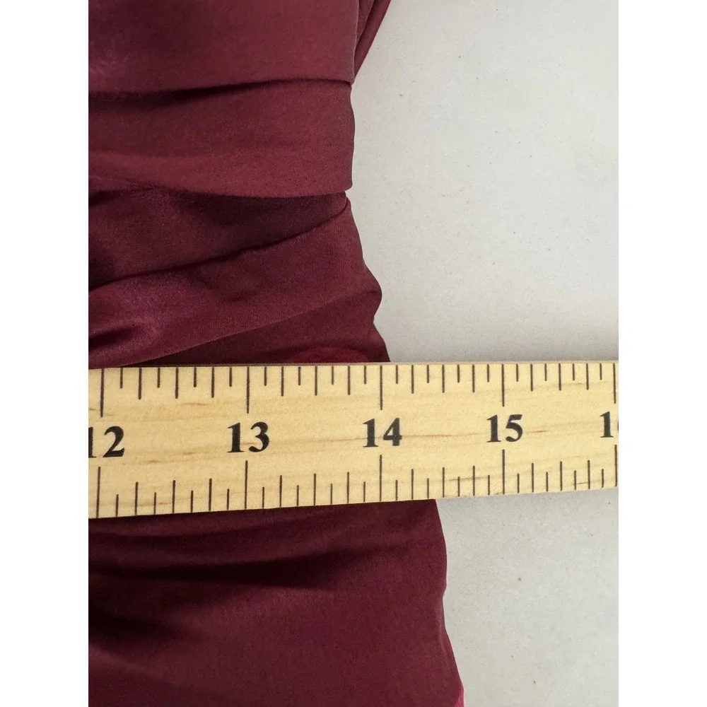 Abercrombie & Fitch Giselle Maxi Dress sz M Burgundy Polka Dot Pleated party